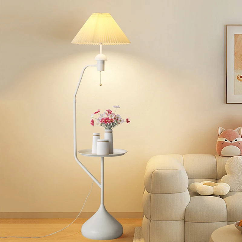 Shelf LED floor lamp pleated Nordic living room sofa coffee table atmosphere lamp bedroom bedside floor lamp