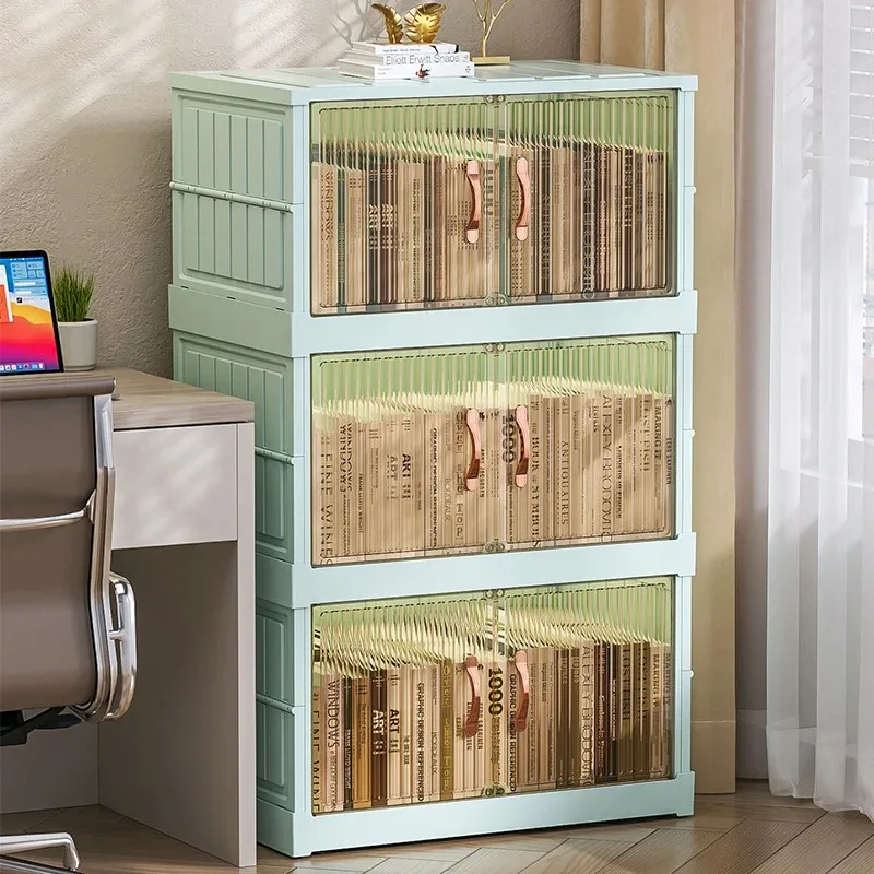 Folding Storage Cabinet With Magnetic Suction Side Door Household Toy Clothes Storage Box Bedroom Multilayer Sundry Storage Rack