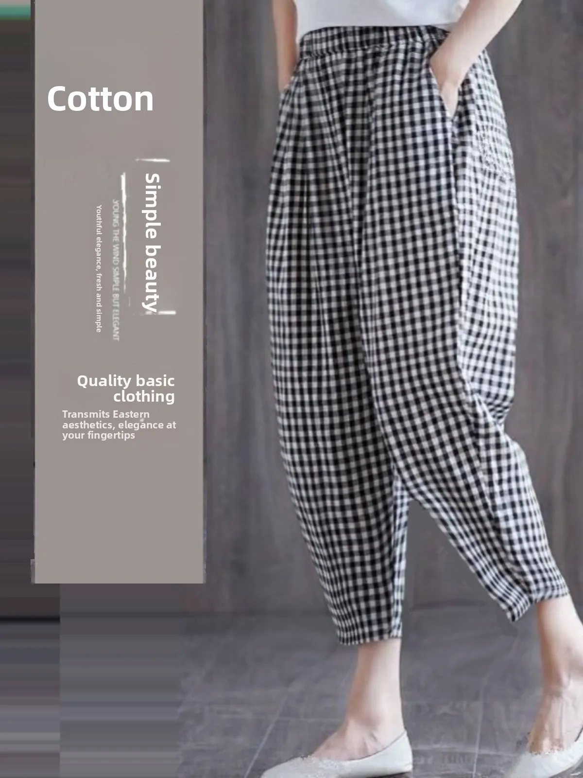 코튼 맘 팬츠 여름 얇은 루즈핏 하란 캐주얼 스트레이트 팬츠 중년 및 노년 여성용 아우터웨어 및 어머니용