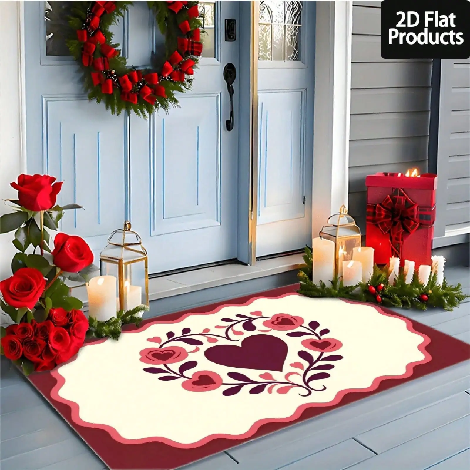 1pc Valentine'S Day Doormat | Polyester Heart-Shaped Living Room, Bedroom, Hallway, Bathroom, Laundry Room, Gaming Room | Washable, Tufted, PVC Backing