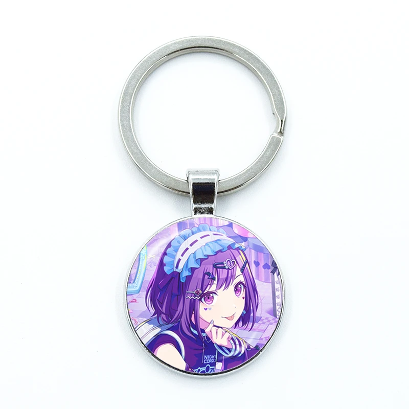 Project SEKAI Anime Shinonome Ena Enanan Keychain Glass Cabochon KeyRing Bag Car Key Chain Ring Holder Charms Jewelry Gifts