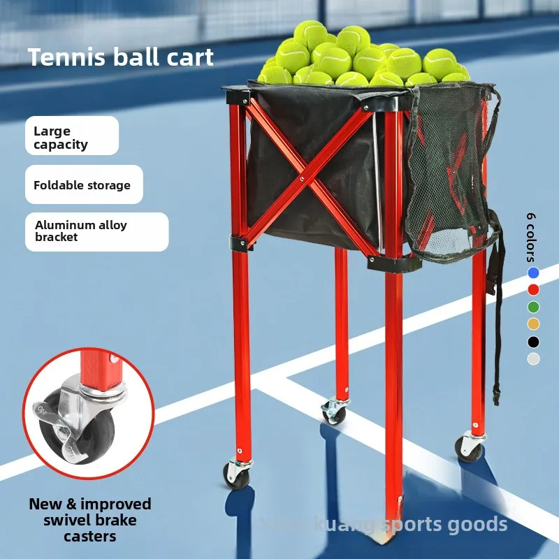 Foldable Aluminum Alloy Tennis Cart Portable Coach Cart Ball Collection Basket Portable Tennis Cart Pick Up The Ball Basket