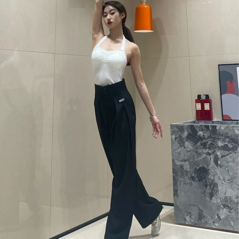 New Latin Dance Pants Women Modern Dance Pants Button Trousers Chacha Rumba Tango Dress Latin Performance Clothes Modern Pants