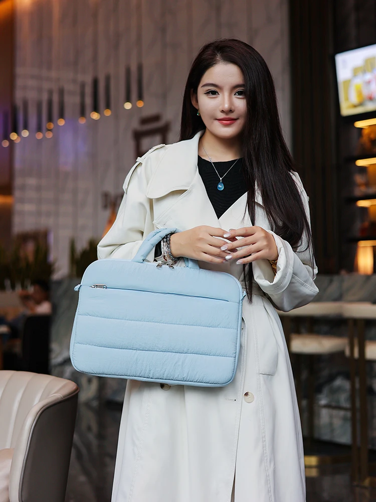 Puffy Laptop Shoulder Bag Sleeve Carrying Bag for Macbook Pro/Air 13 14 15 15.6 16Inch for Samsung Huawei Shockproof Pouch Bag