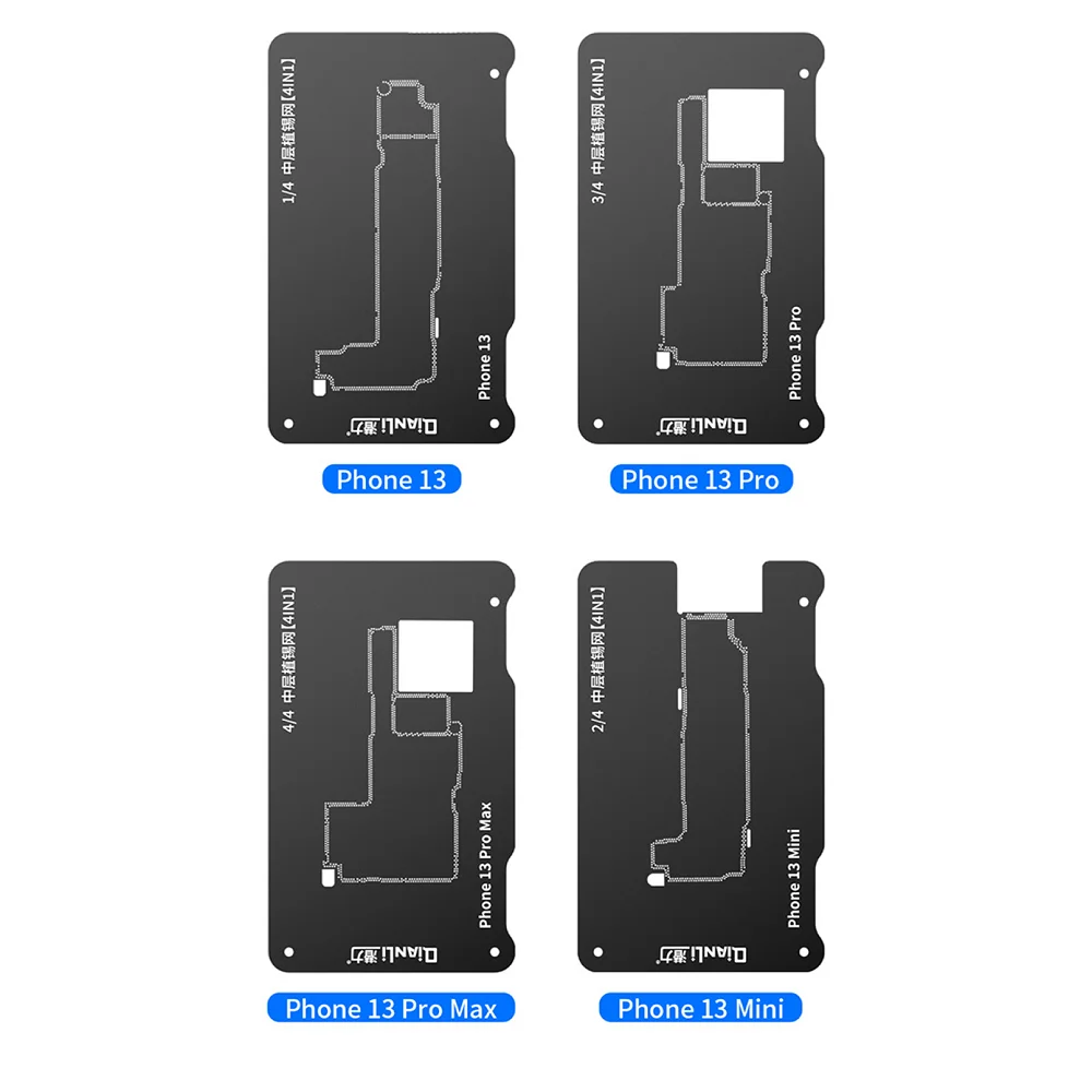 Qianli Motherboard Middle Layer Board 3D BGA Reballing Stencil Plant Tin Platform For iPhone 13 13 Pro Max 13 Mini Repair Net