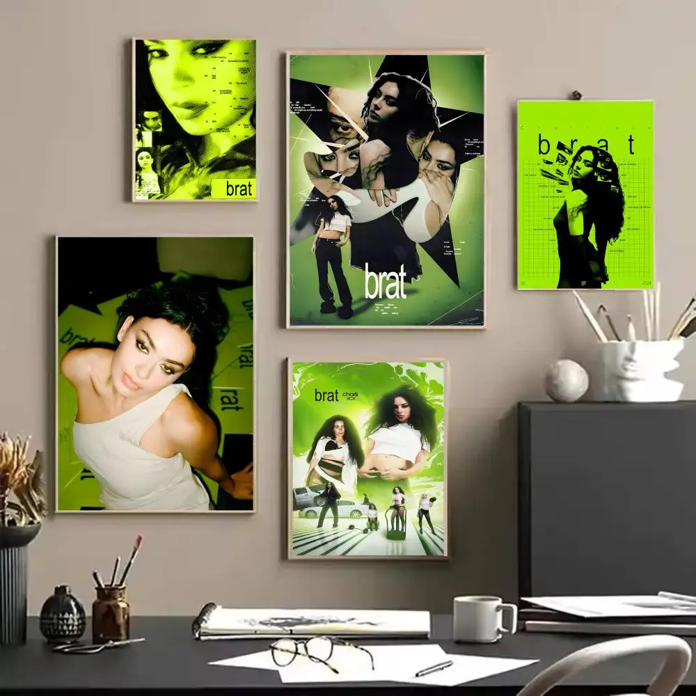 C-Charli XCX Singer Poster Stickers Mural Painting Self-Adhesive Wall Decals for Bedroom Living Room Home HD Decor Gift