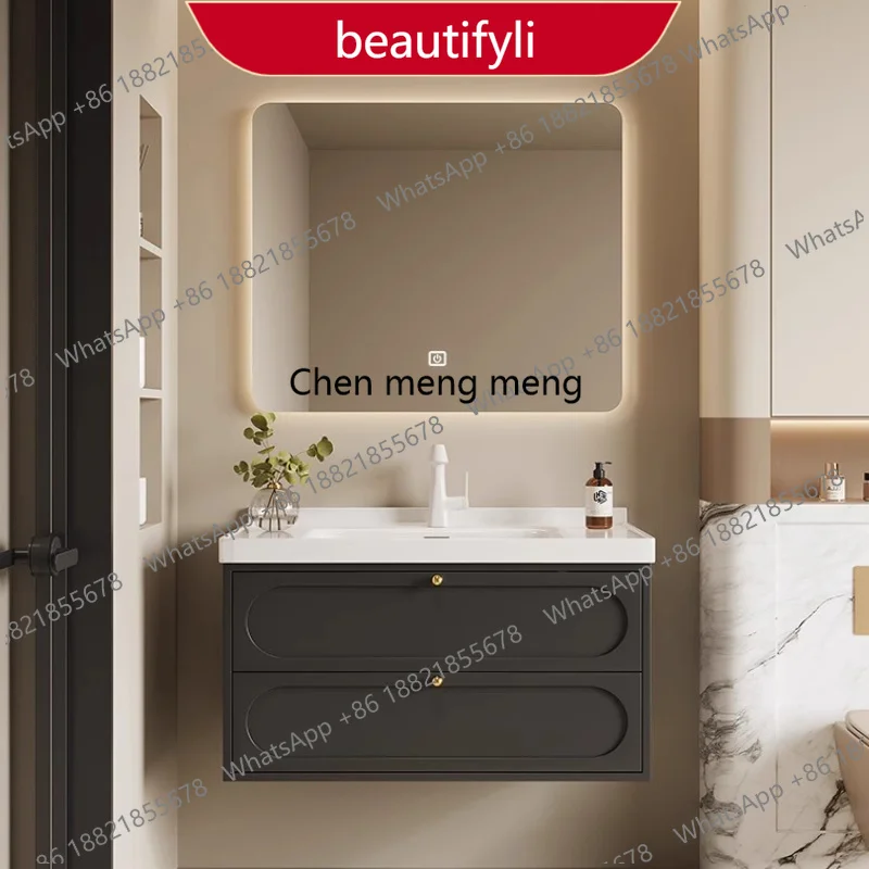 YL17 Black Light Bathroom Cabinet Basin Drawer Mirror Shower Bathroom Cabinet Storage Organizer Gabinete De Banheiro Home Access
