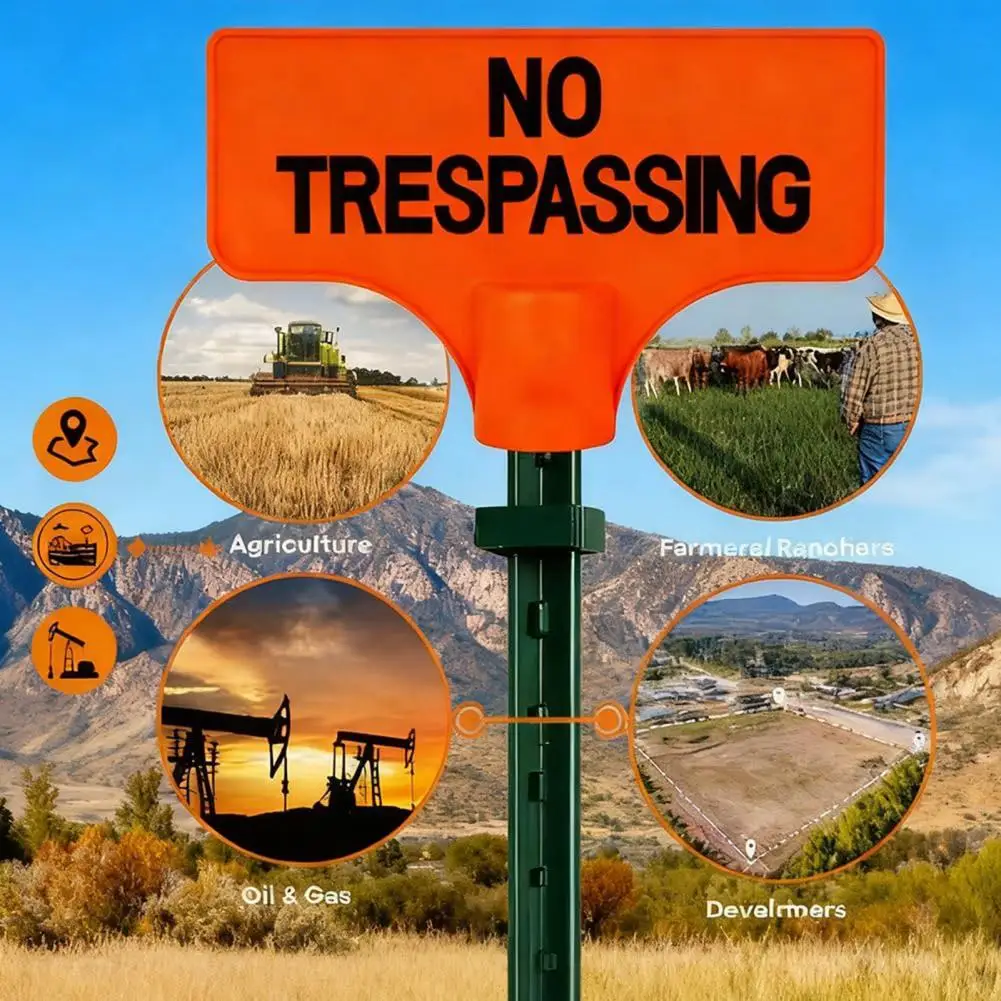High-visibility Trespassing Deterrent Plastic No Trespassing Sign No Trespassing Sign for T-post Mount Highly Visible for Farms