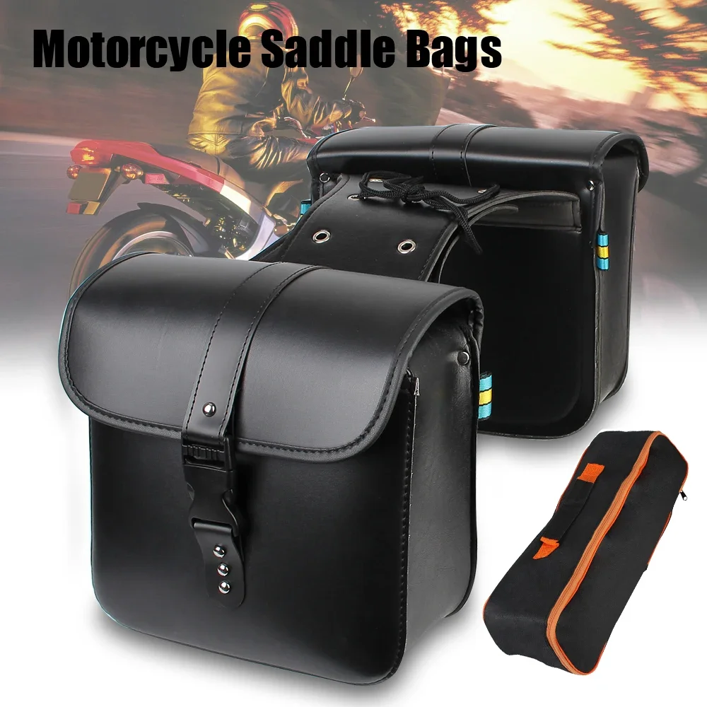 Sacs Selle Moto Retro، pochette Mallette de Rangement، valise de Reservoir de Bagages lateraux، sacs en cuir PU/PVC #2