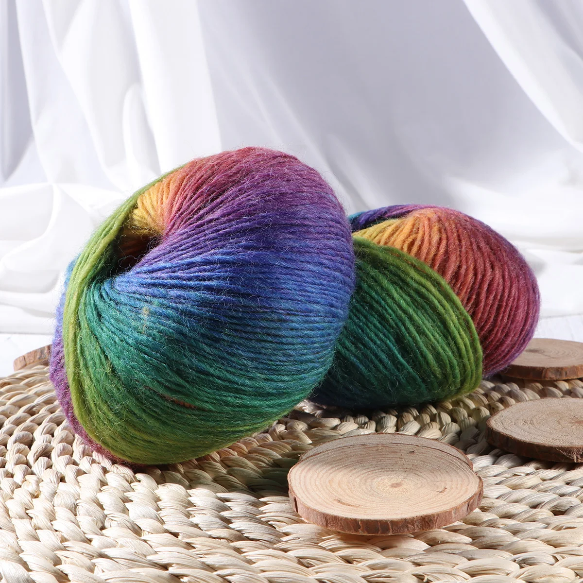 

2Pcs Multicolor Knitting Yarn Wool Rainbow Blend High Quality Stitch Definition Yarn for Clothing Accessories Handmade Gifts