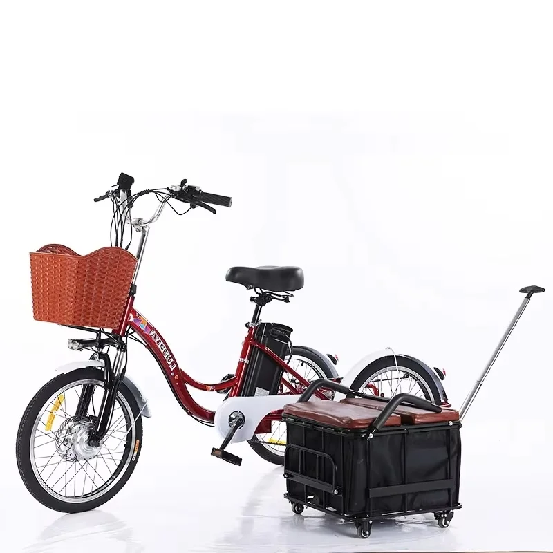 20-дюймовый 3-колесный грузовой электрический велосипед для взрослых со заднем сиденье 350 Вт 48 В электрический трехколесный велосипед для родителей и детей с корзиной красный синий 20-дюймовый 3-колесный грузовой электрический велосипед для взрослых со заднем сиденье 350 Вт 48 В электрический трехколесный велосипед для родителей и детей с корзиной красный синий