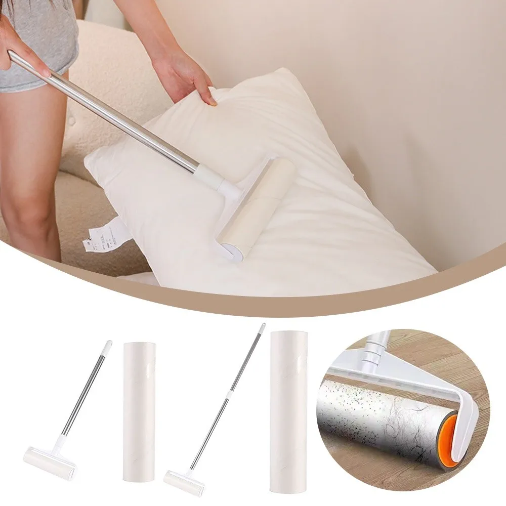 Tearable Long Handle Lint Roller Brush Telescopic 19/24cm Retractable Dust Hair Roller Stick Clothes Bed Hair Removal Brush