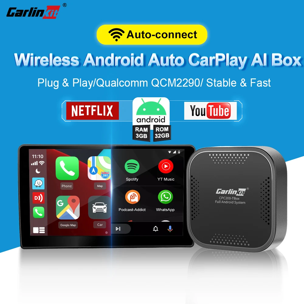 iBox Pro CarPlay AI Box CarlinKit Android 11.0 TV Box Wireless Android Auto CarPlay Dongle Streaming Box For Netflix iOS Android