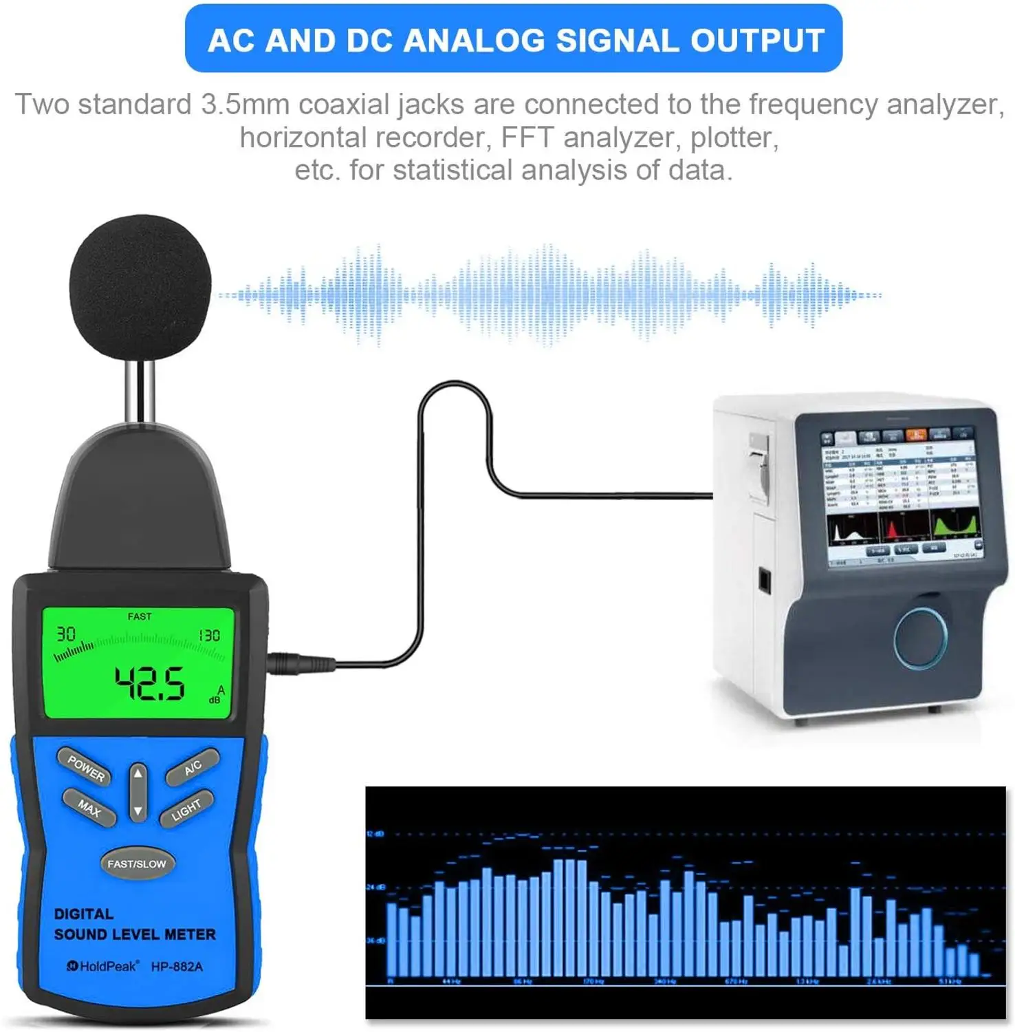 HoldPeak HP-882A  Digital Sound Level Meter LCD Noise Measuring Instrument Portable Noise Tester Decibel