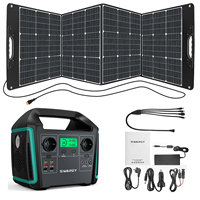 SWAREY S1000 1000W (1500W Peak) Portable Power Station Solar Generator Backup Emergency Power With 200W Foldable Solar Panel
