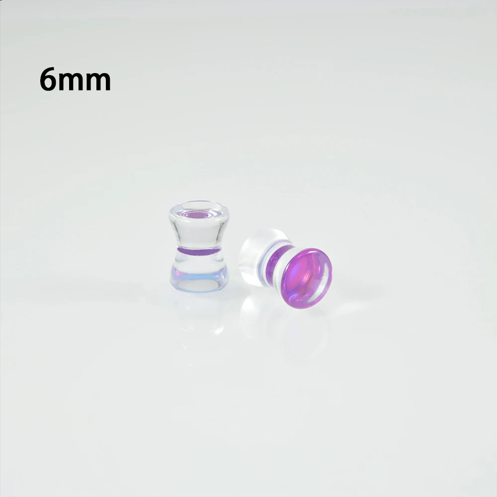 1Pair Quality Purple For Women Glass Iridescent Double Flare Flashback Ear Plugs Tunnel Ear Gauge Stretching Piercing Expander