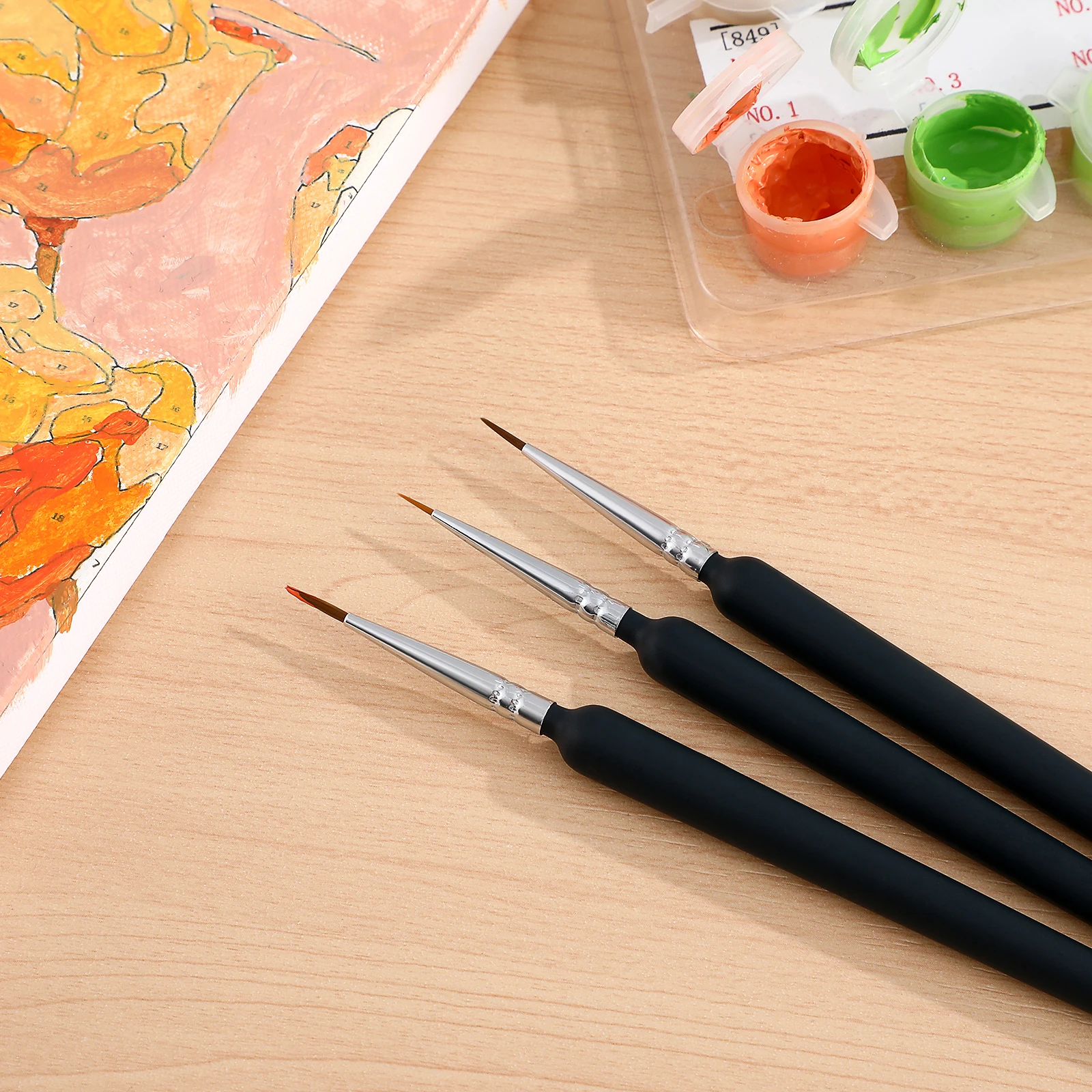 

5 Pcs Nail Art Line Pen Brush Detail Painting Tool Oil Brushes Small Paintbrush Thin for Artists Wooden Watercolor