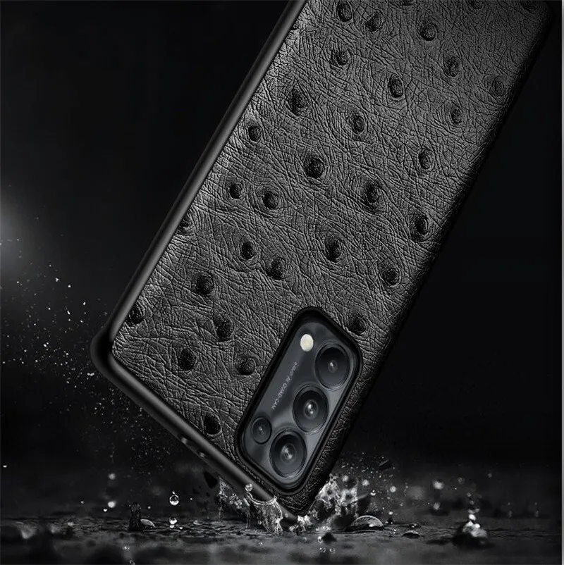 Genuine Leather Case For For Samsung Galaxy S9 S10 S20 S21 Note10 Note20 Ultra Retro Ostrich Grain Back Cover