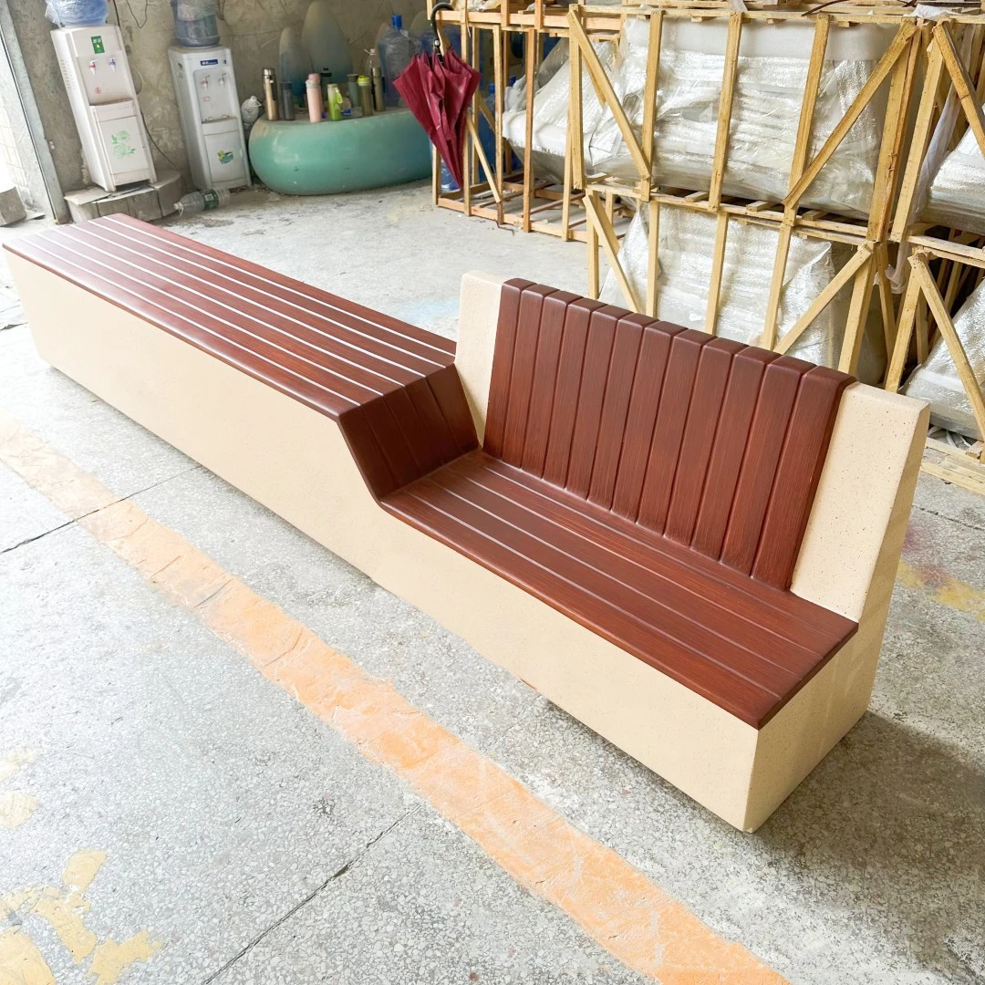 

Back Resk Bench Innovative Wood FRP Public Space Shopping Mall Street Leisure Relax Chair Bench For Outdoor