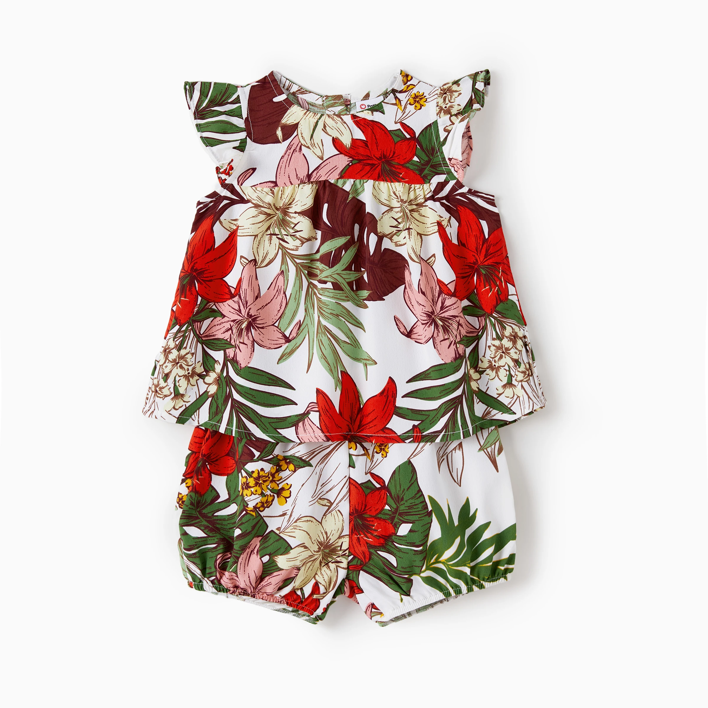 PatPat Family Matching Sets Floral Beach Shirt or Shirred Cami Top Elastic Waist Co-ord Sets