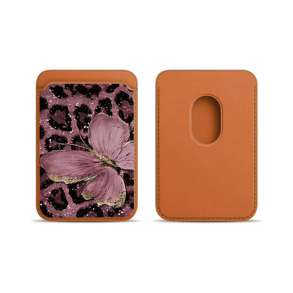 Leoparden-Schmetterling Leder-Kartenetui Handyhülle Kartenhalter für Magnetische Hülle Geeignet für alle iPhones mit Magsafe-Kartenfunktion – Detail 11
