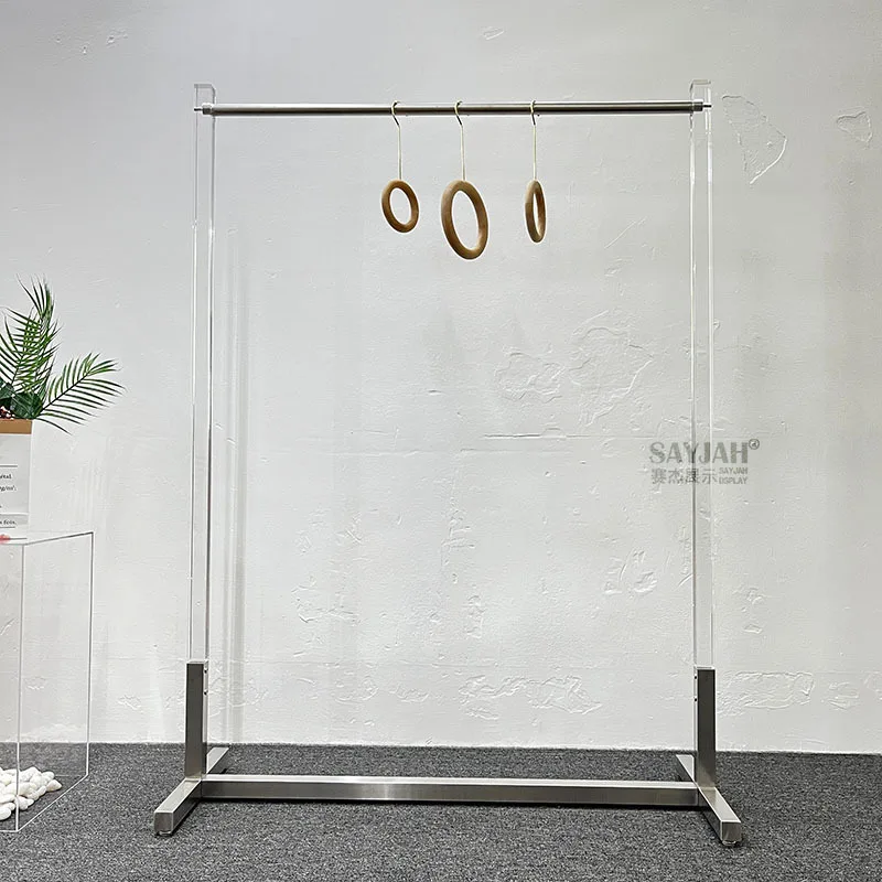 Clothing store display rack Stainless steel floor rack Transparent acrylic Nakajima shelf