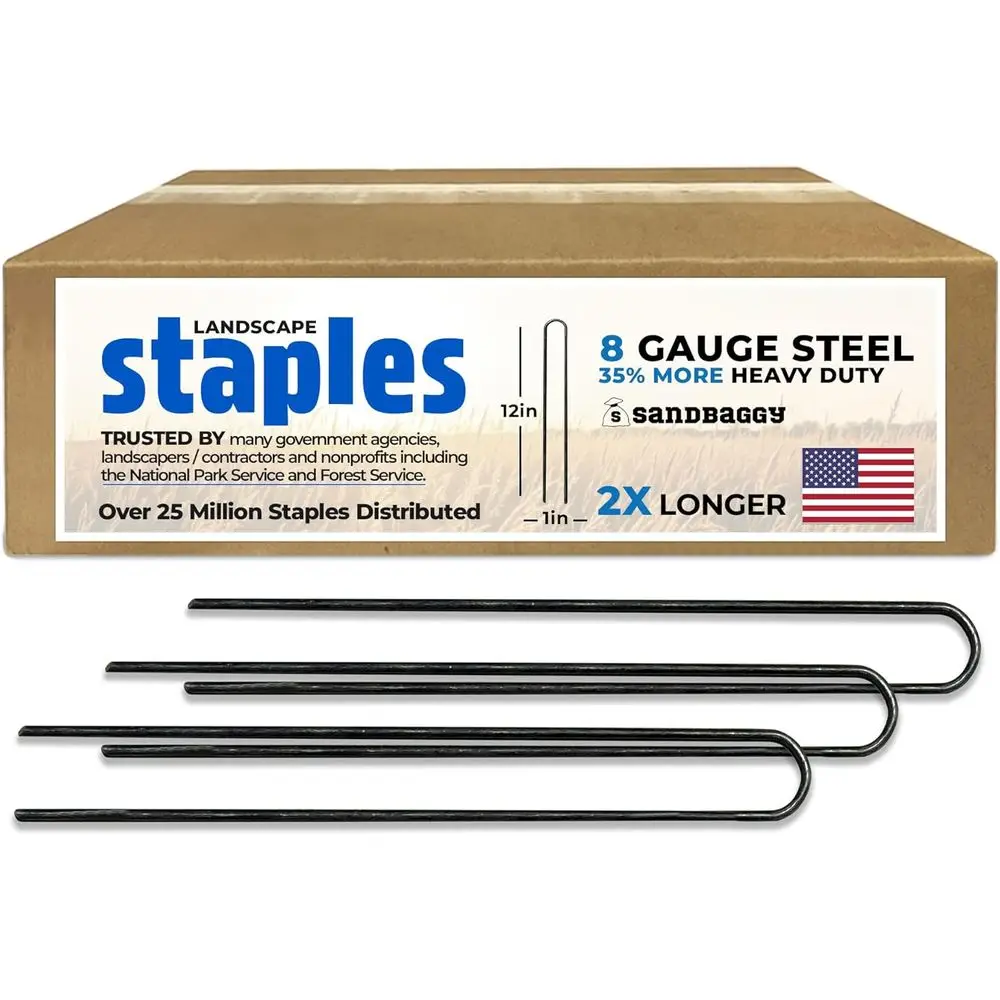 

12-Inch Garden Staples for Landscape Drip Irrigation, Tubing, Fric Netting, Sod, Artificial Turf, and 8-Gauge PVC Pipes (500 Pac