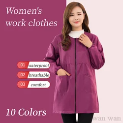 Thin Style Waterproof Work Clothes Pet Grooming Smock Pet Shop Uniforms Women's Long Sleeved Kitchen Apron Barber Shops Gown
