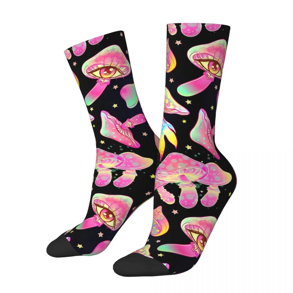 Mushrooms Trippy Colorful Pink Yellow Orange Psychedelic Art Men Women Socks Cycling Novelty Spring Summer Autumn Winter Gift