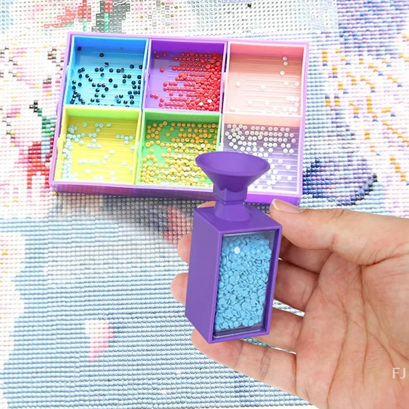 [YU]4pcs Diamond Painting Drill Funnels For Round And Square Containers, Diamond Painting Storage Box, Portable Diamond Funnel