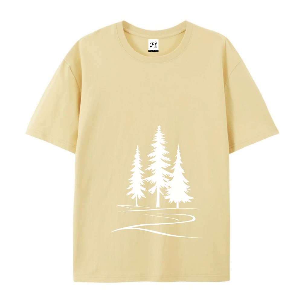 Foresta di alberi per amante della natura T-shirt con albero di pino Escursionismo Il suo vintage lavato unisex allungato Evergreen Grafica da campeggio morbida