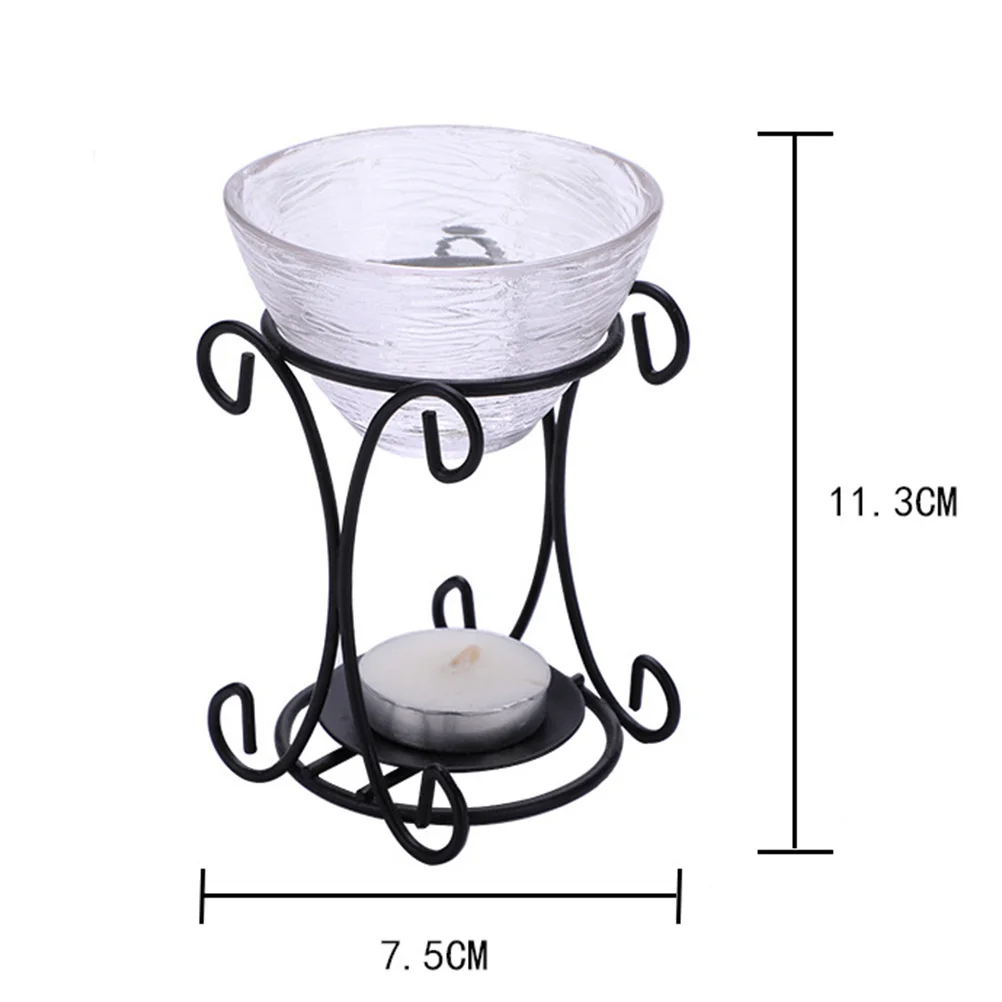 

Iron Rack Crystal Glass Burner Aromatherapy Essential Oil Holder Transparent Home Decoration for Living Room Balcony Patio Porch