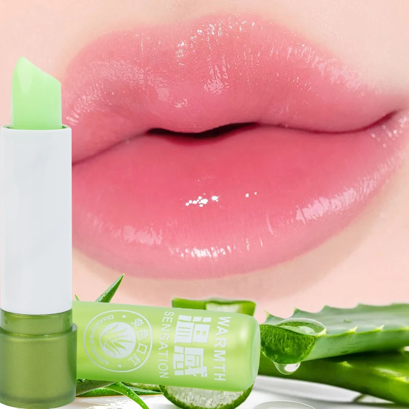 Moisturizing Aloe Vera Lip Balm Waterproof Lasting Temperature Color Changinge Lipsticks Nourishing Lips Care Makeup Cosmetics