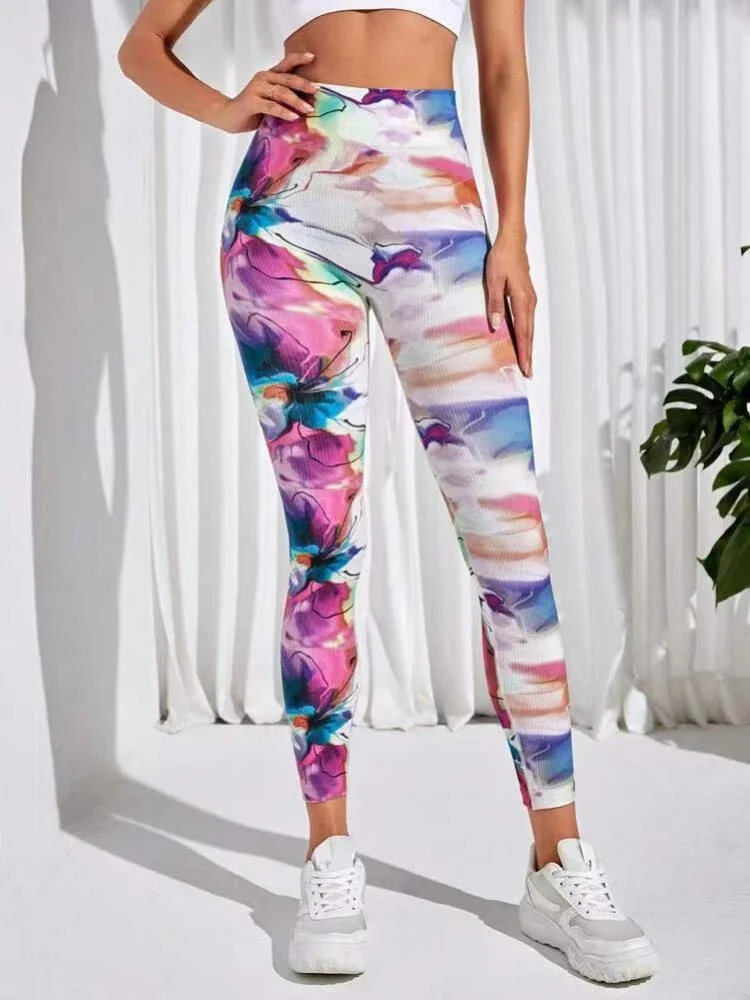 Sport Print Legging High Waist Rainbow Seamless Yogo Gym Leggings Fashion Tights Fitness Push Up Butt Jogging Pants  fitness