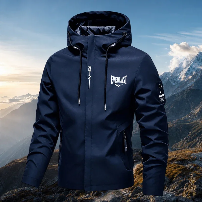 2026 New Men Thin Hooded Hiking Jacket, Solid Breathable Wear-resistant Outdoor Daily Casual Coat