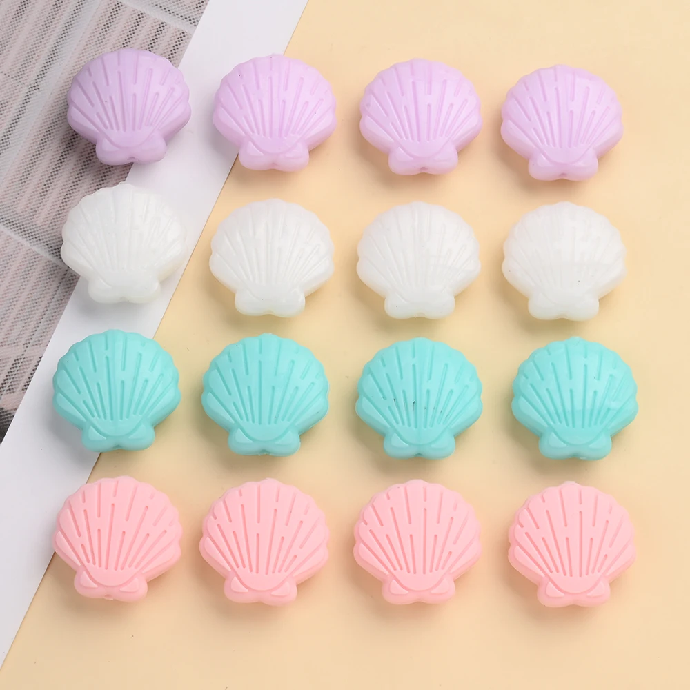 4Pcs Shell Silicone Beads, DIY Baby Pacifier Chain Toy Accessories, Dummy Holder Necklace Bracelet Beads, Treasure Beads