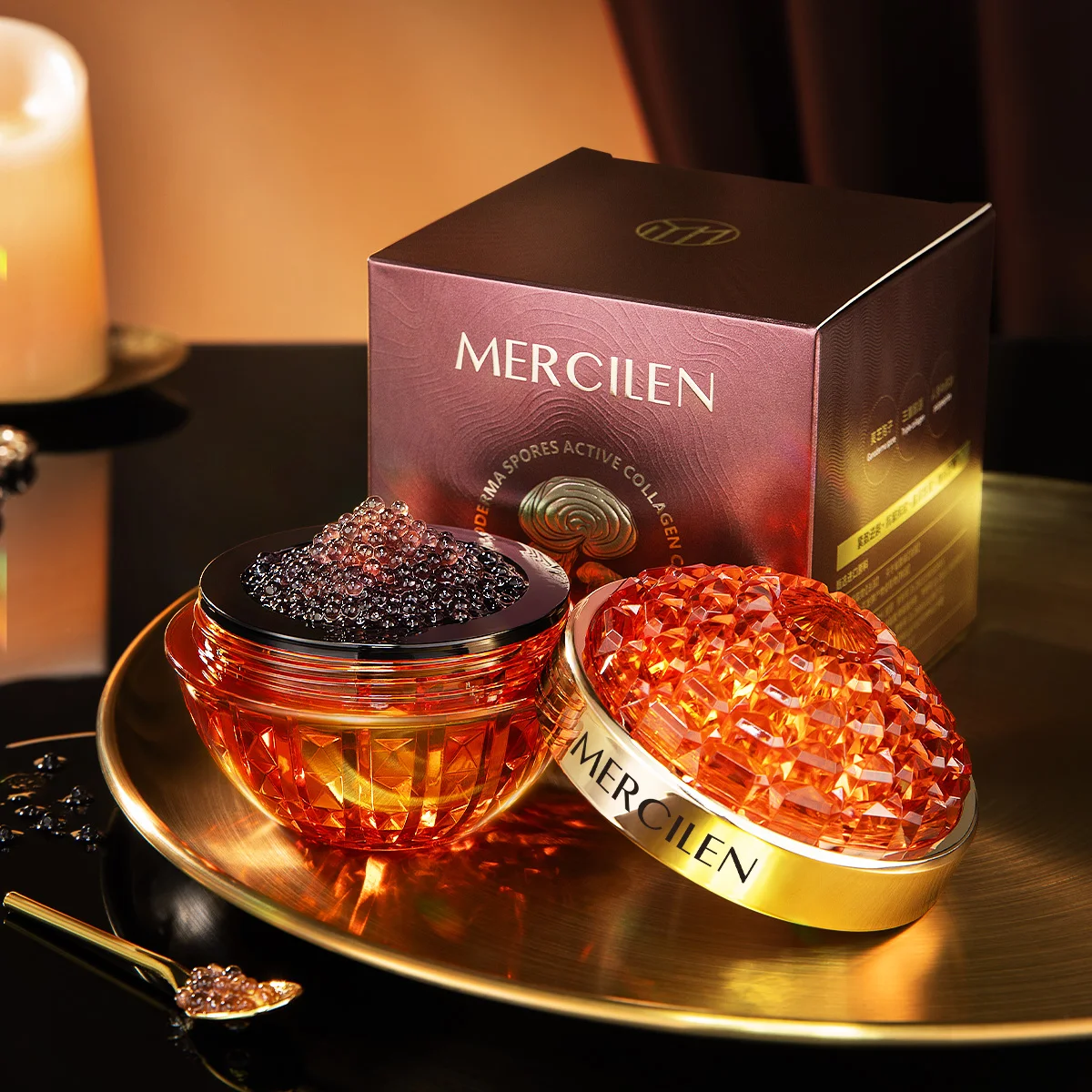 Mercilen Ganoderma Spore Active Collagen Cream 30g, Moisturizing and Firming Face Cream, Daily Facial Care, Contains Collagen and Hyaluronic Acid, Suitable for Both Men and Women
