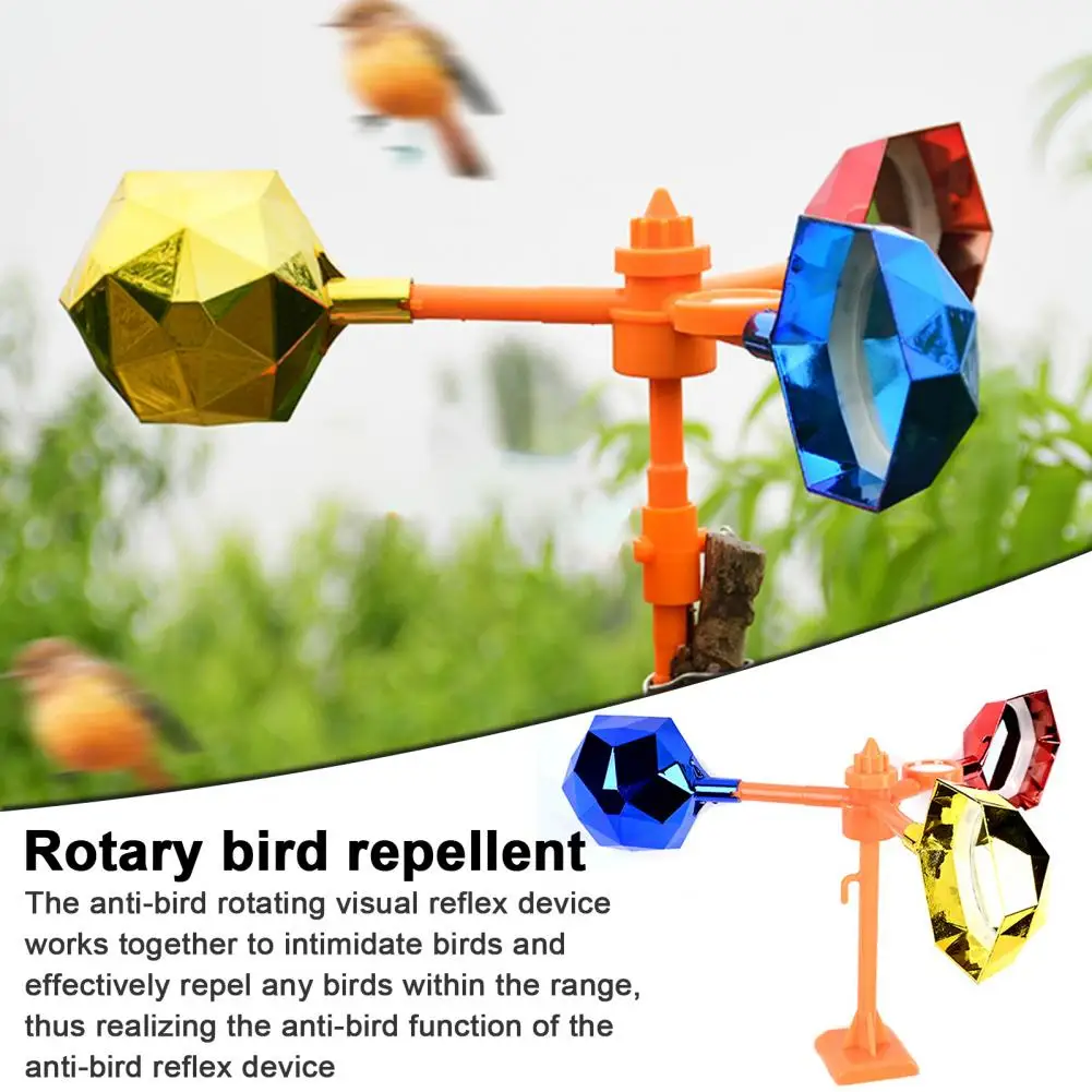 Anti-bird Rotating Visual Deterrent Reusable Bird Repeller Swivel Reflective Bird Repellent Wind-driven Visual Scarer for Pigeon