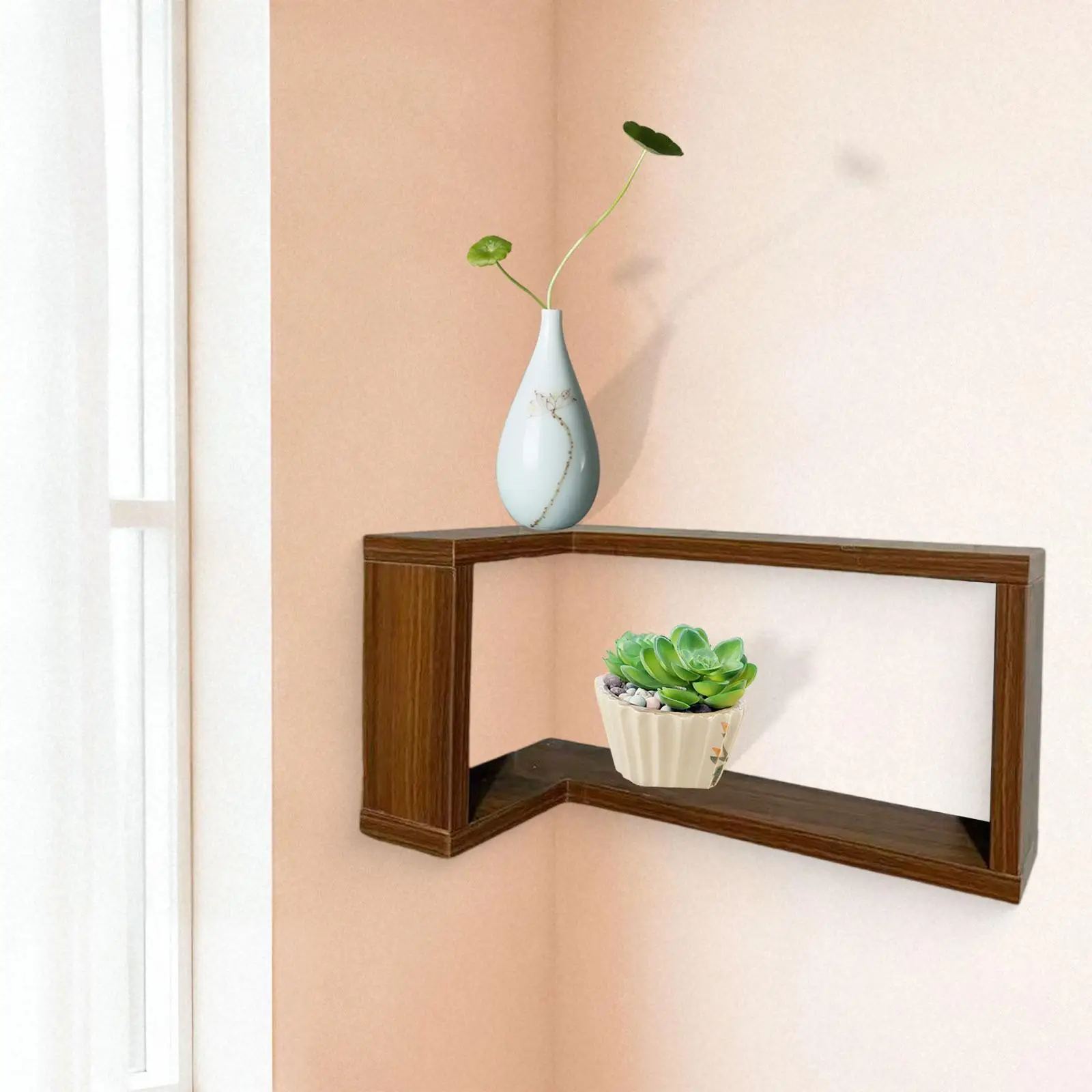 Heavy Duty Corner Wall Shelf Wooden Floating Display Rack Shelves Furniture for Living Room Bedroom Home Office