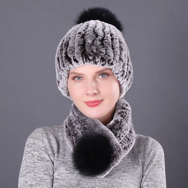 

Two-piece set of fashionable hat thick and warm scarf for women adult