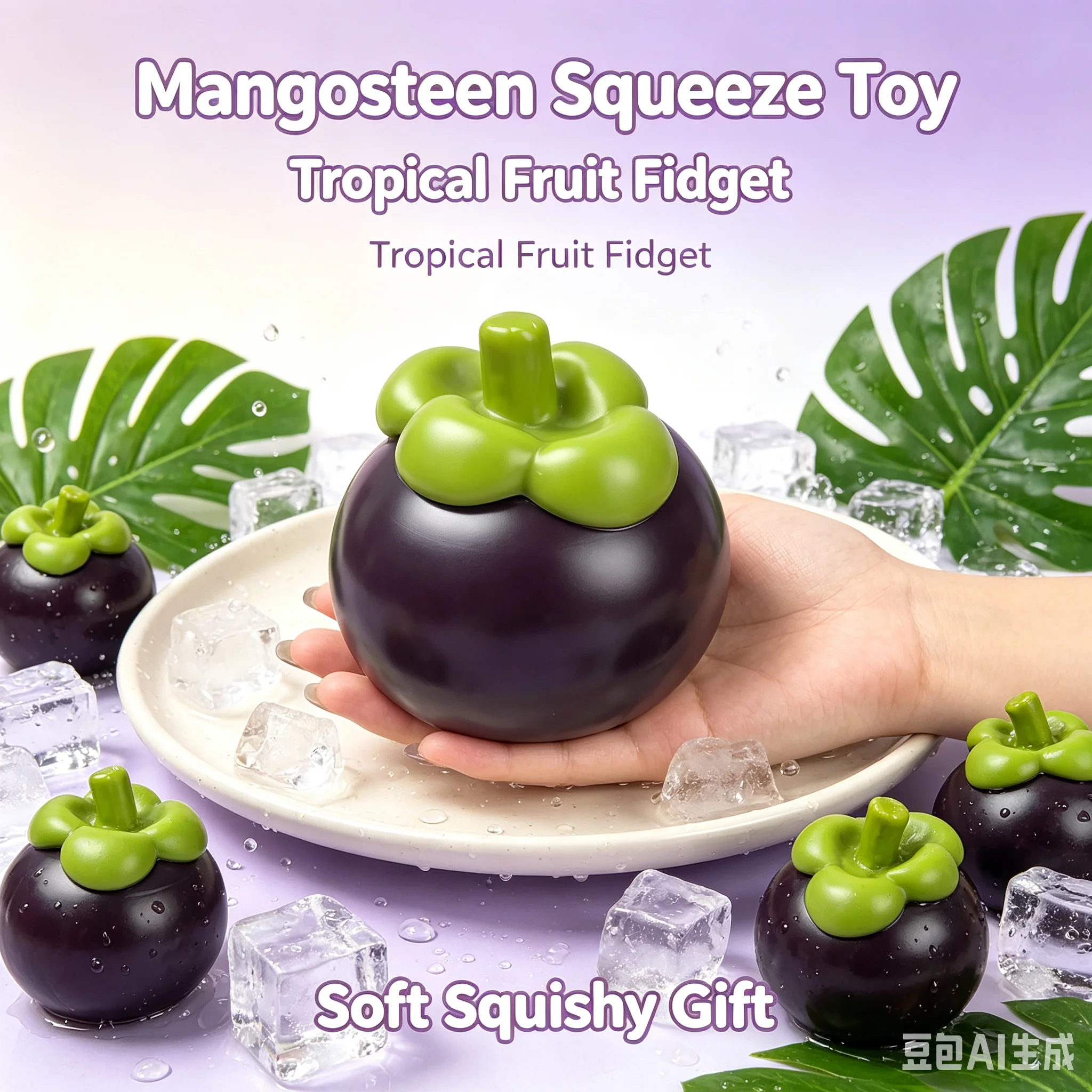 Simulation Mangosteen Squishy Small Desktop Ornament PU Slow Rebound Squeeze Toy Realistic Tropical Fruit Fidget Toy Stress