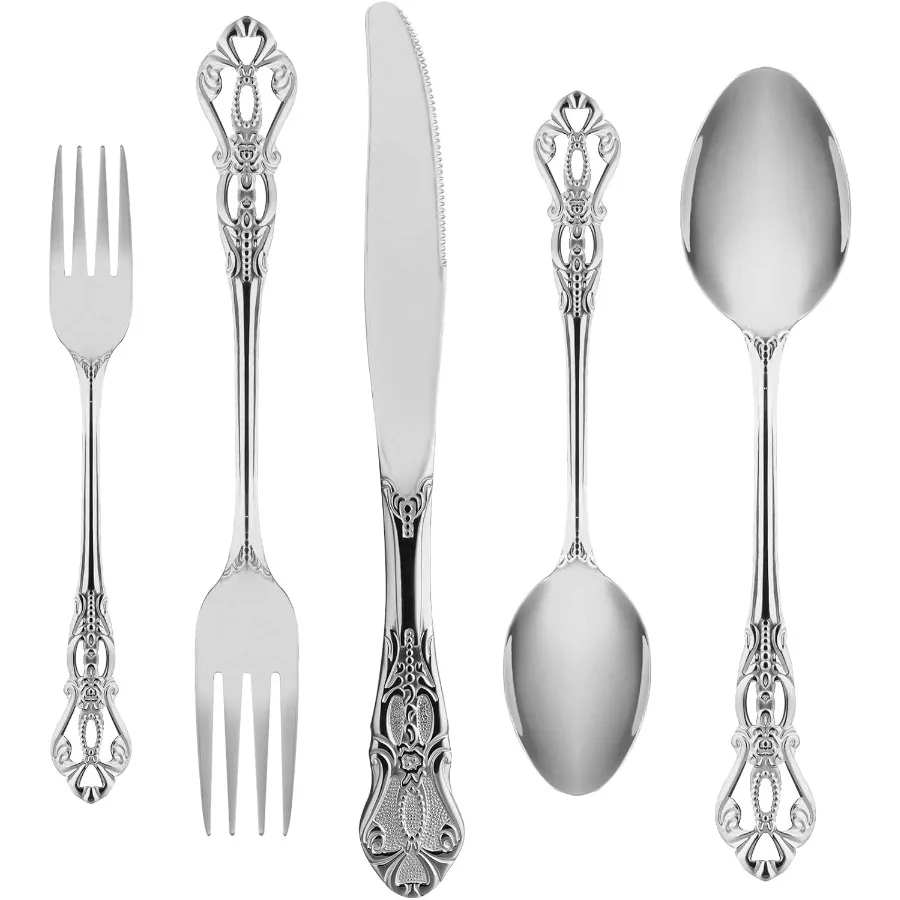 

Silverware Set for 4 Stainless Steel Gorgeous Retro Royal Flatware Set 20Pieces Cutlery Tableware set Kitchen utensils set Incl