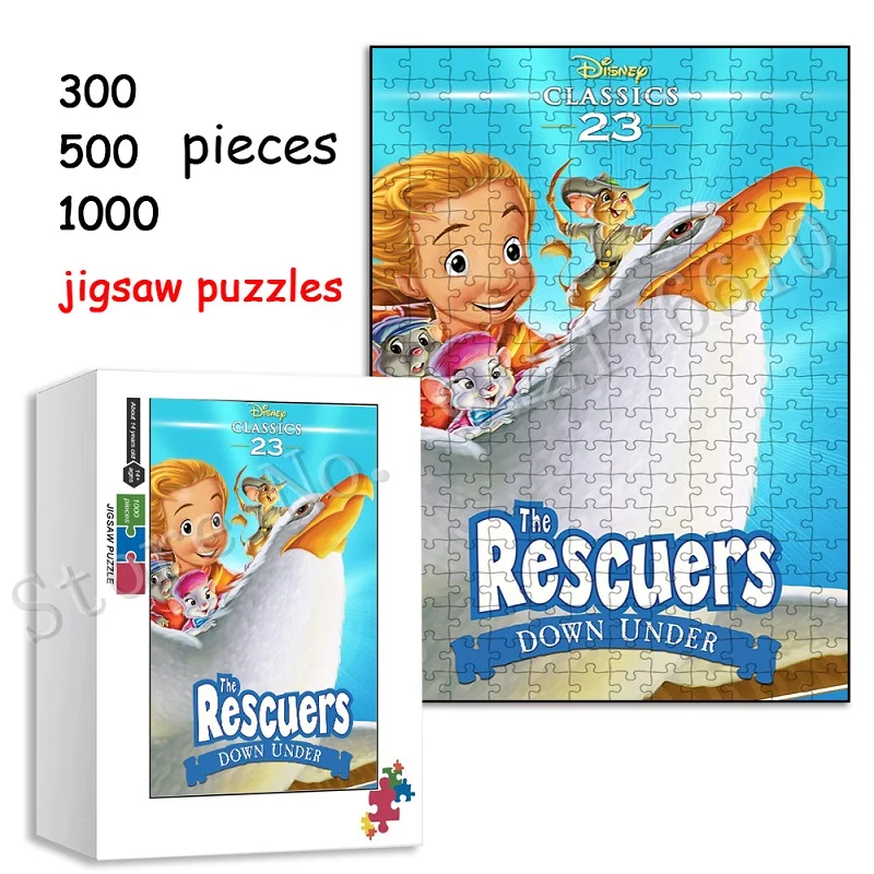 Puzzle d'affiche de films Disney classiques pour adultes, les sauveteurs, jeu de décompression, décor cadeau bricolage, 300 pièces, 500/1000 pièces