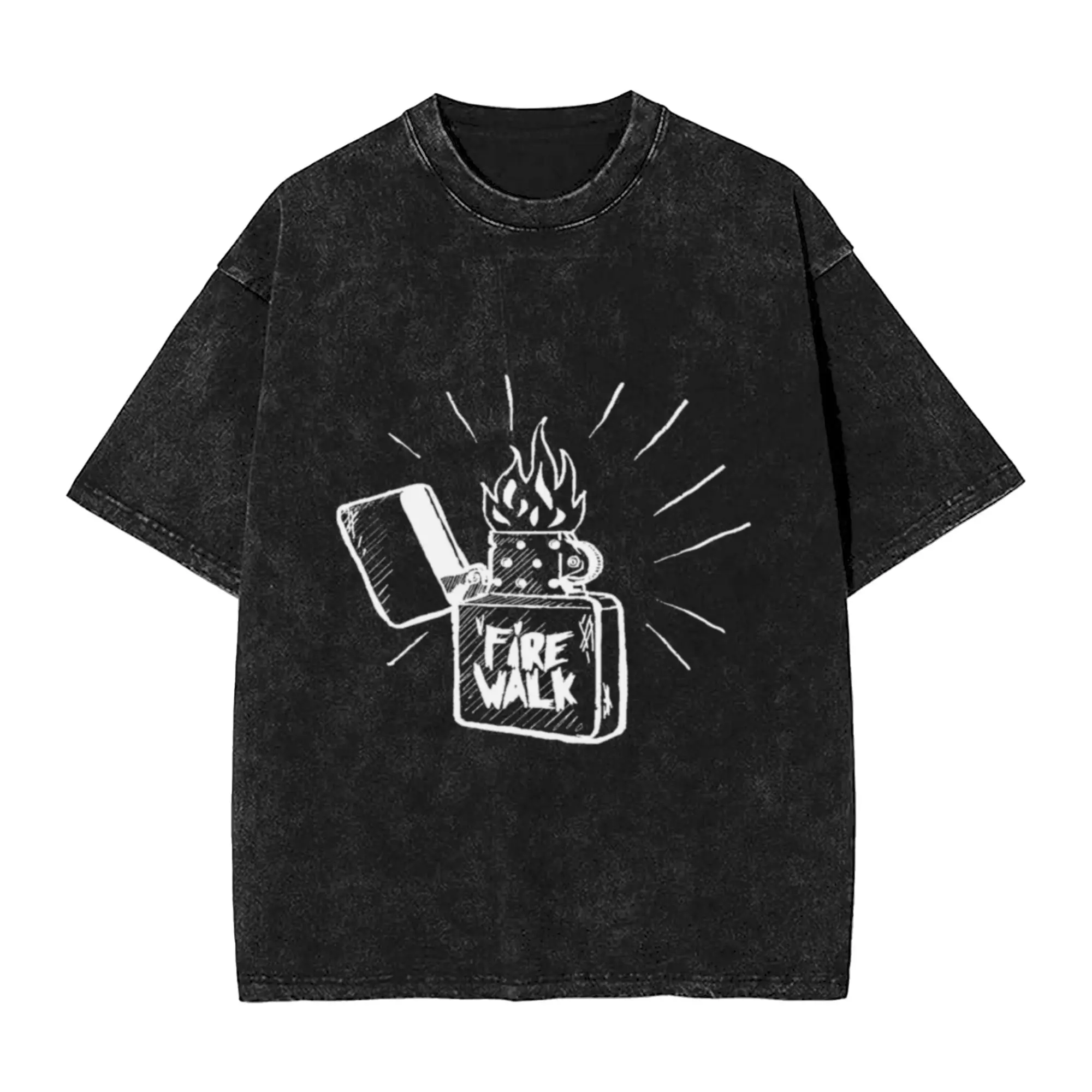 Fire Walk (white) Unique Cool A T-Shirt Oversized Short Sleeve Men's Women's Cotton Tees Tops
