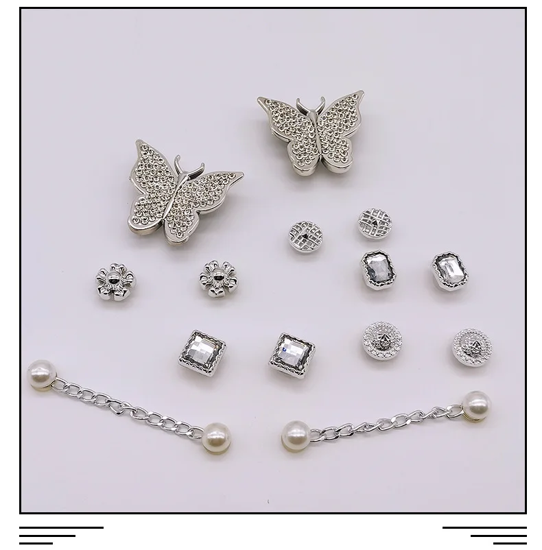 Hot Sale New Design shoe buckle for hole Charms Gemstone Cool Kwaii Shoe Decorations Pearl Metal Accessories New Decorations