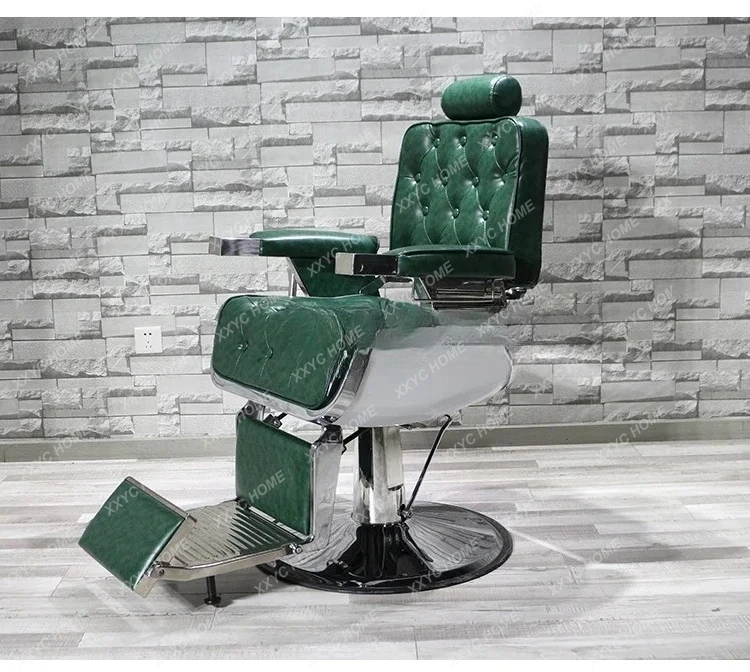 A  High-End Luxury Retro New Hair Care Chair Antique Oil Head Reclining Men's Shaving Barber Chair