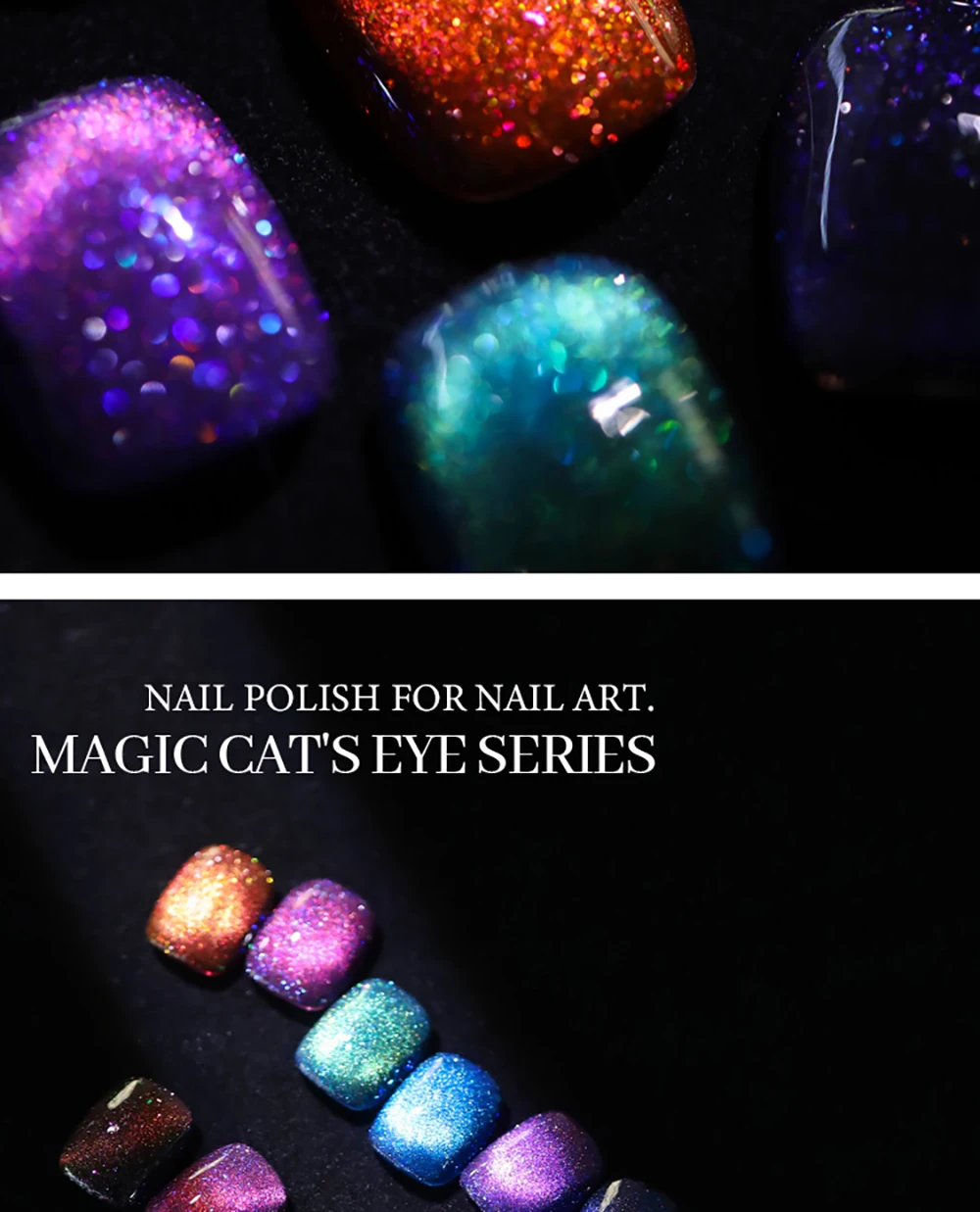 Vendeeni 9 Farben/Set Glitzernder Laser-Katzenaugen-Gel-Nagellack mit Diamant-Effekt, Glänzender Galaxy Magnetischer UV-Soak-Off Gel-Lack – Detail 5