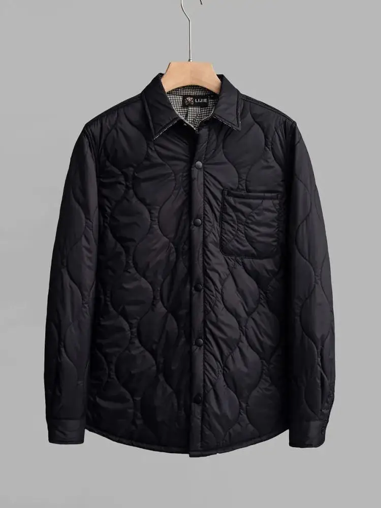 

Men's Winter Cotton Jaet Windproof Waterproof Warm Collar Quilted Nylon Fabric Stand Fit Long Sve Youth Faion