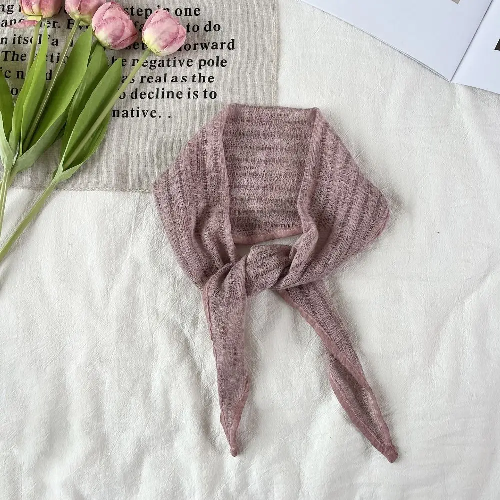 Fashion Hollowed-out Triangle Scarf Multicolor Edge Binding Neck Scarf Pure Color Versatile Neckerchief Female