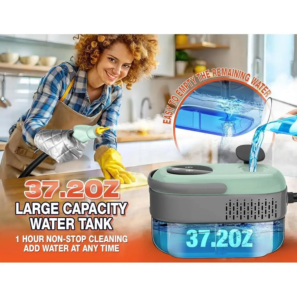 High Pressure Steam Cleaner 2500W Handheld Portable Multi-Purpose Chemical-Free Fast Heat-Up 10 Seconds with 9 Accessories Home